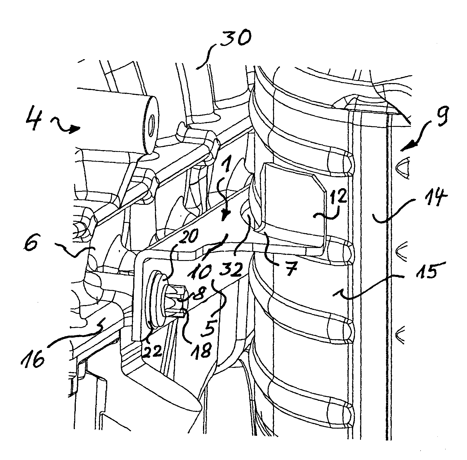 Catalytic converter fastening for a combustion engine