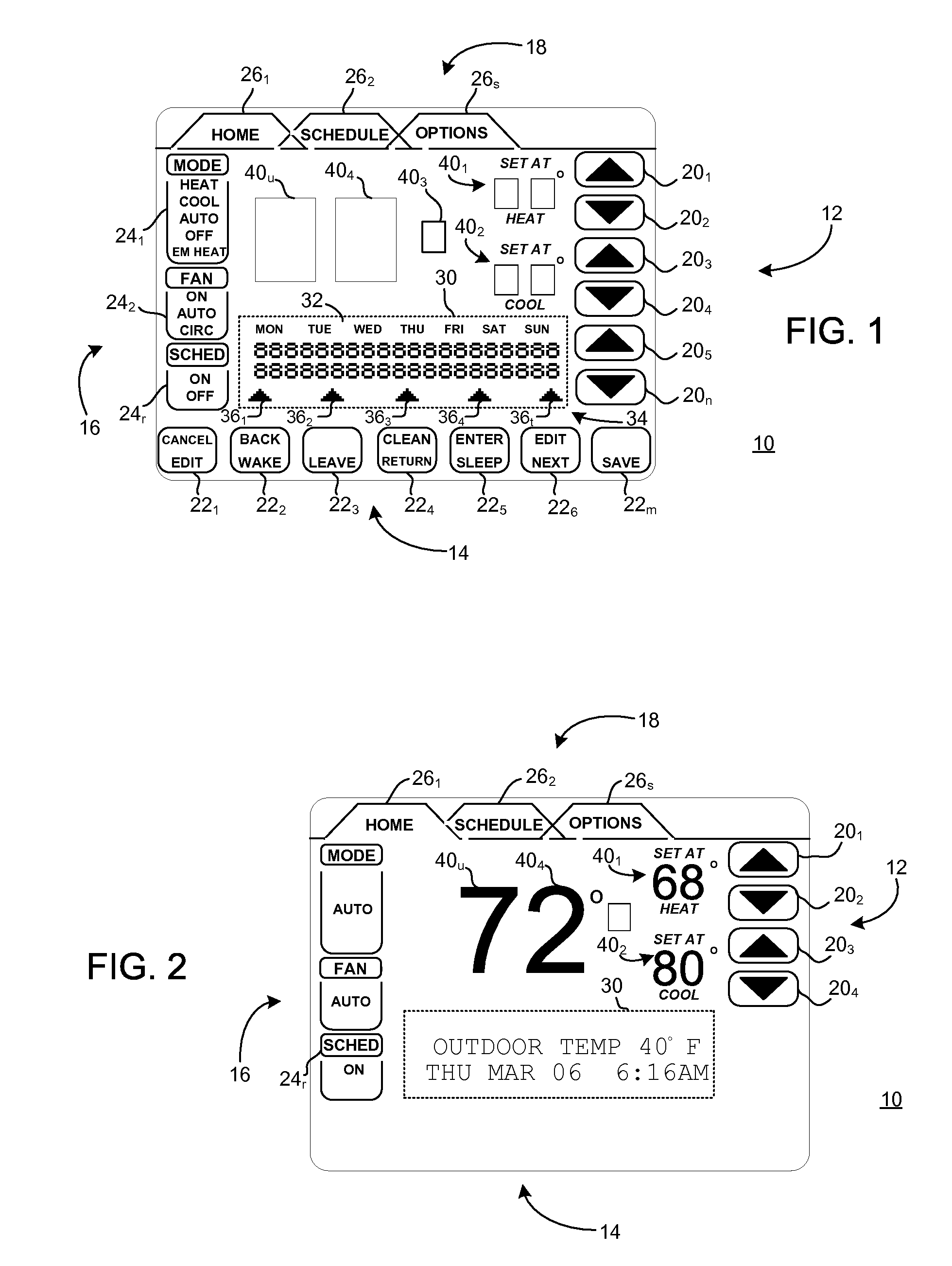 Display apparatus and method for a control unit for an environmental control system