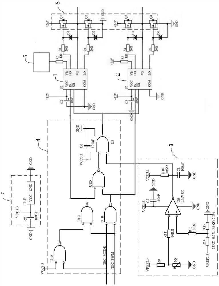 H-bridge drive circuit with over-temperature protection function and electrical system