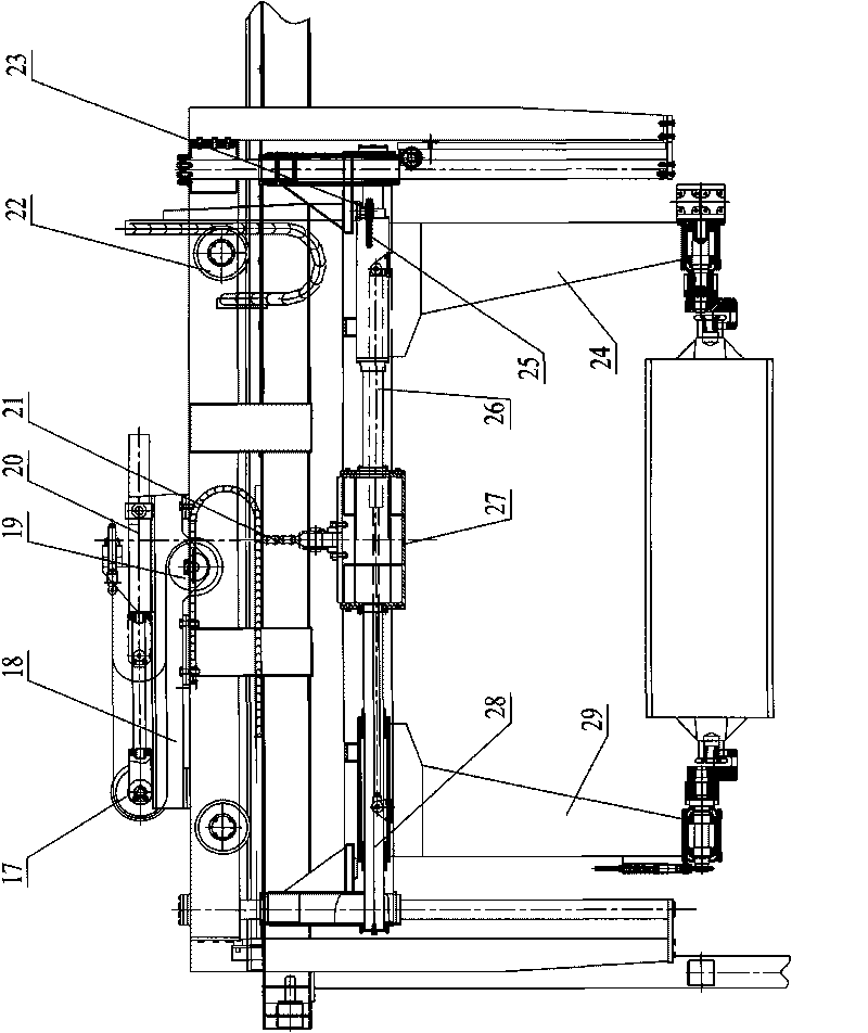 Large drawing and overturning molding box closer