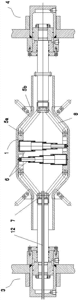 Overall composite inner high-pressure flow type bulging device for car drive axle