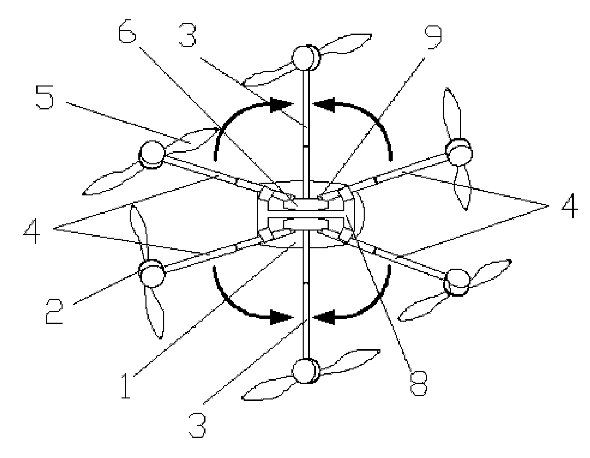 Foldable six-axis multi-rotor aircraft