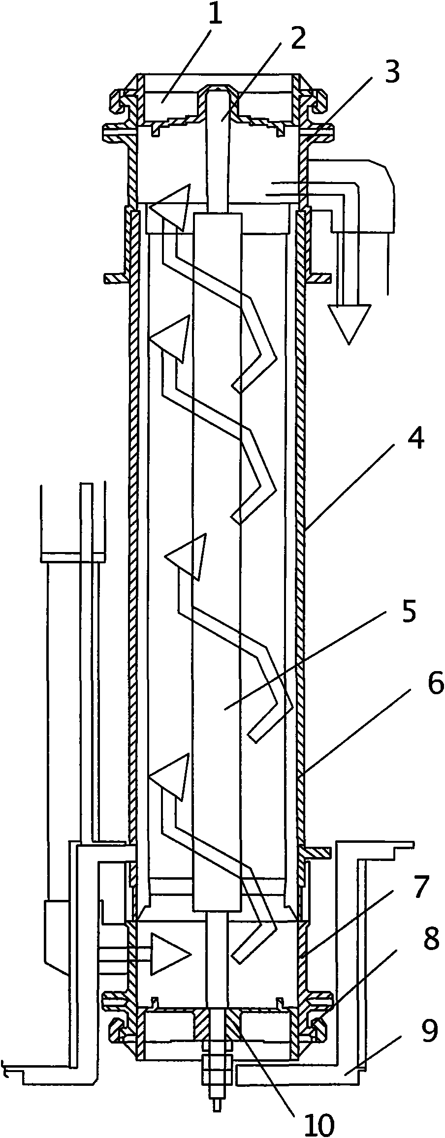 Rotational-flow electrolysis method and device thereof