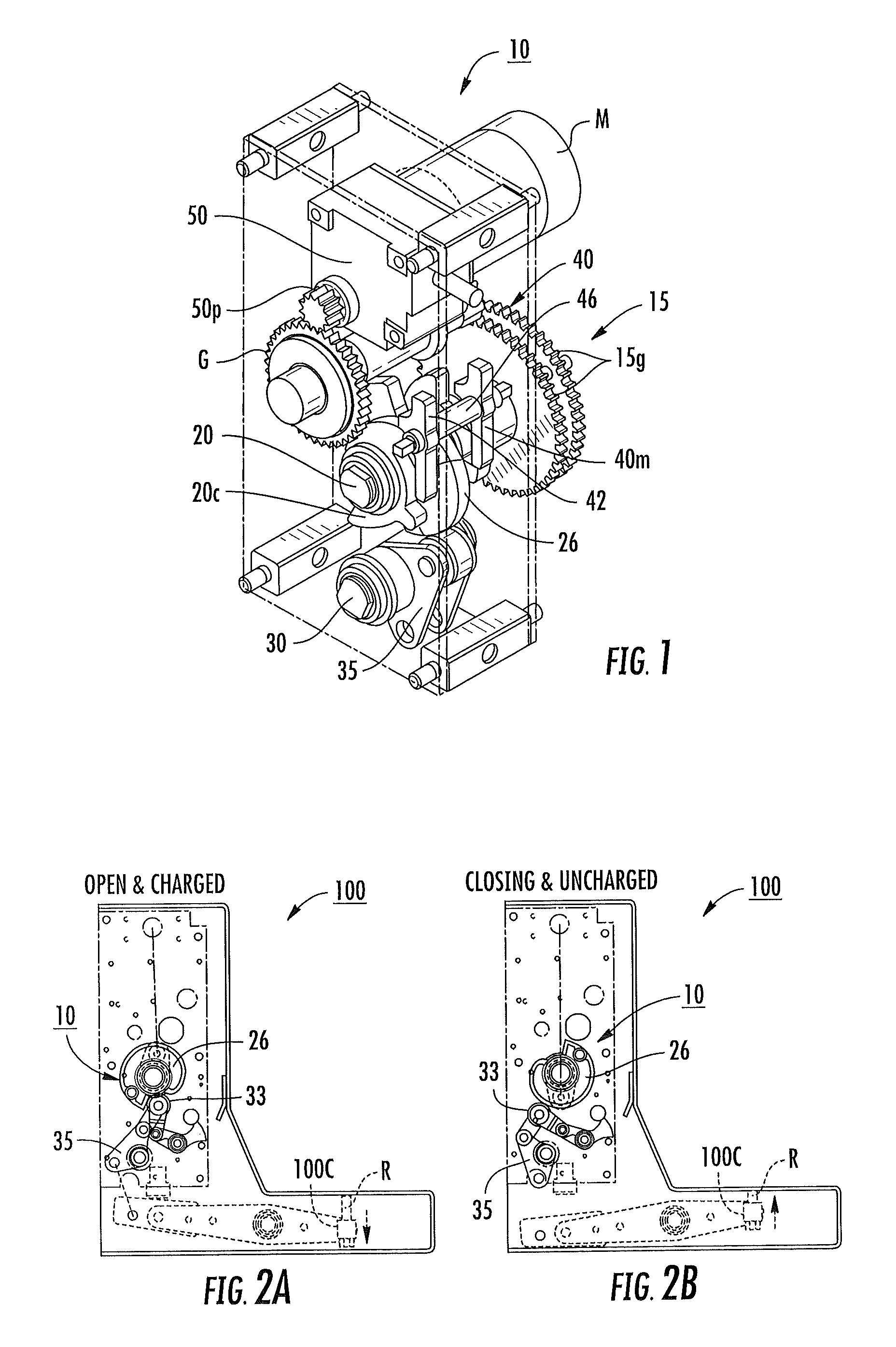 Circuit breakers with clock spring drives and/or multi-lobe drive cams and related actuators and methods