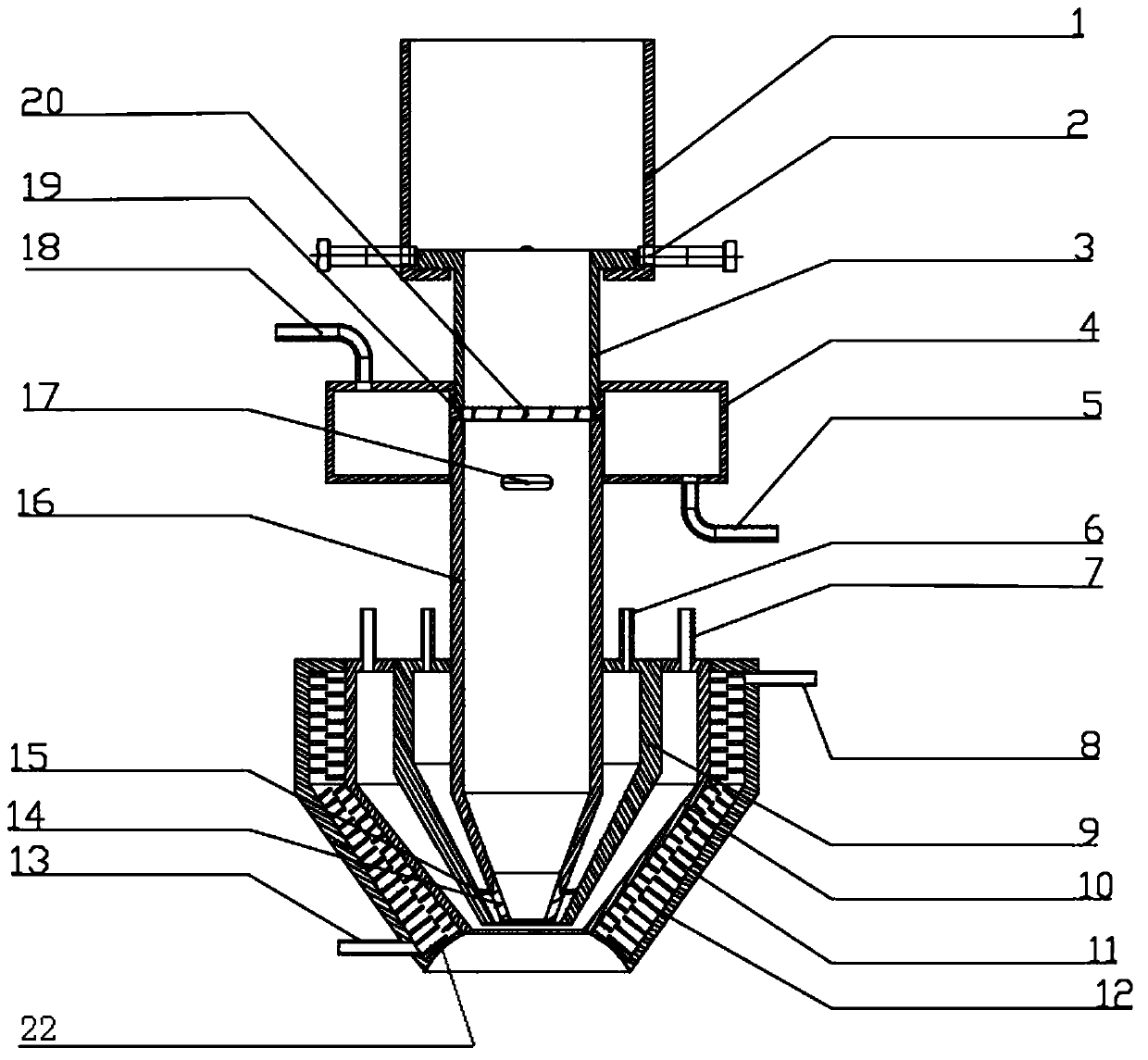 A built-in sieve ring laser cladding nozzle