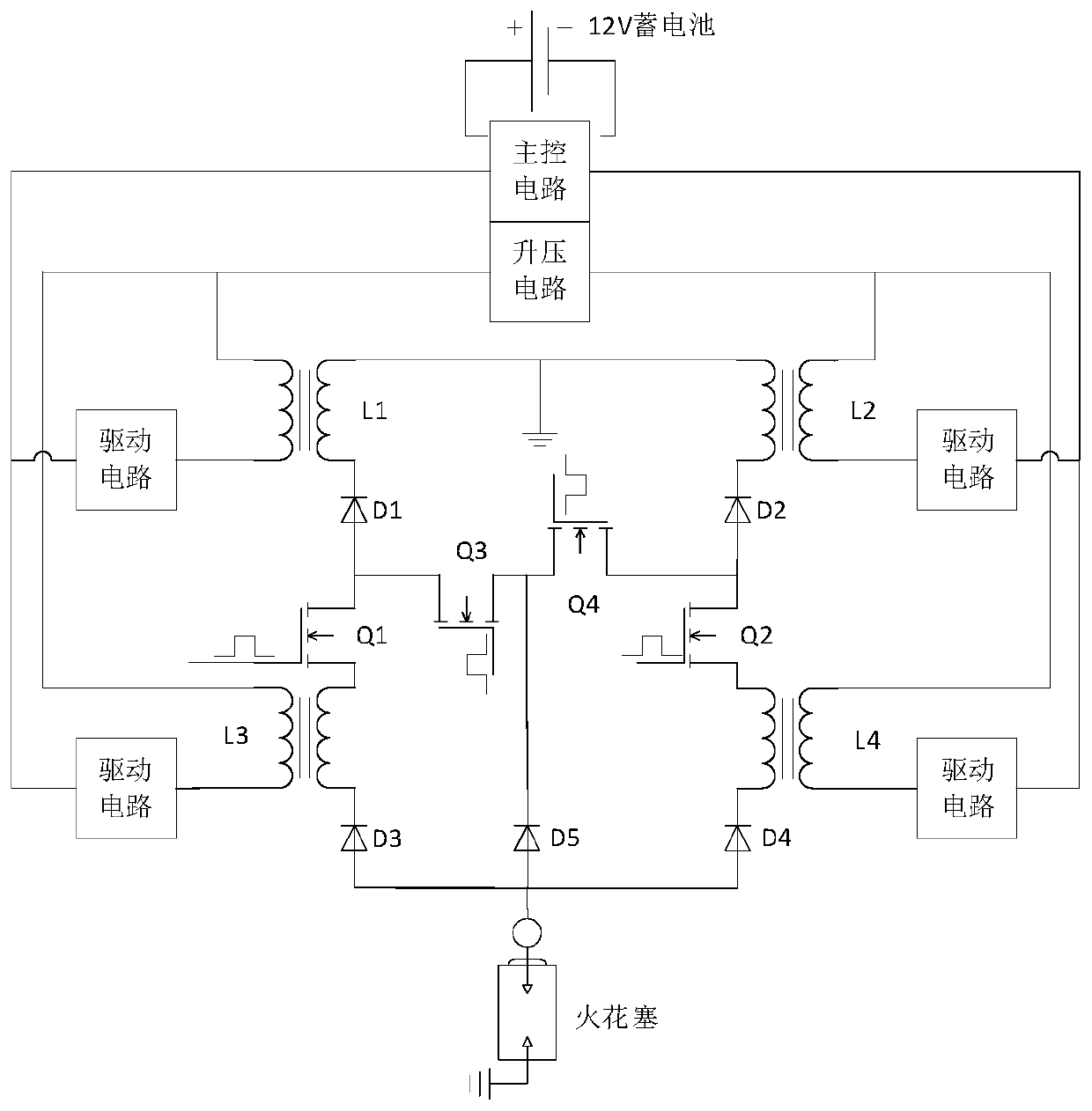 High-energy discharge ignition device and control method thereof