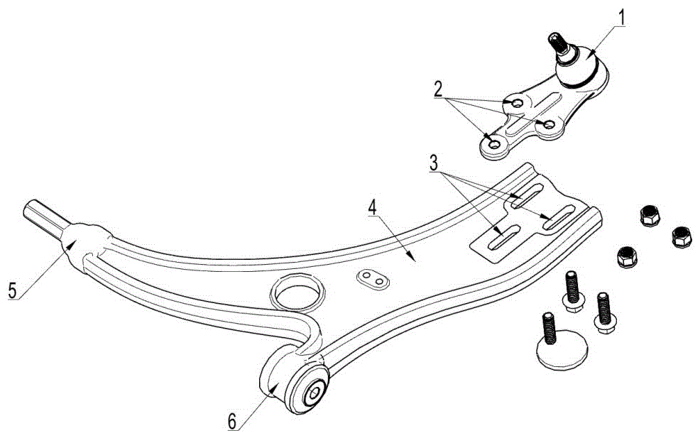 Triangular arm allowing angle of automobile wheel to be adjusted