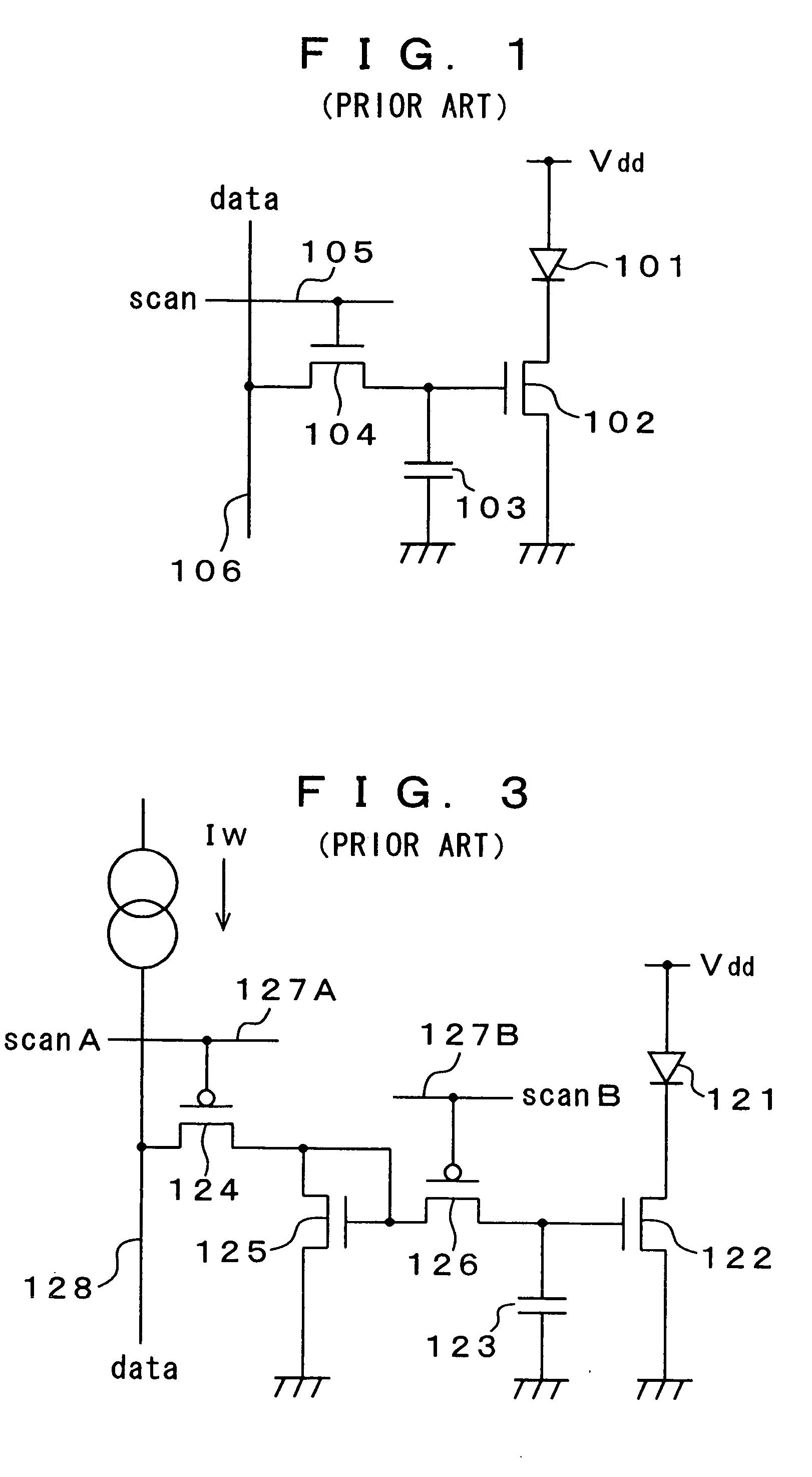 Active matrix type display device, active matrix type organic electroluminescent display device, and methods of driving such display devices