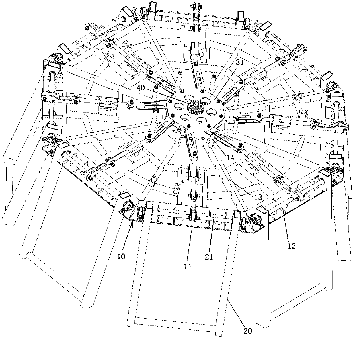 Linkage turnover device and multi-degree-of-freedom platform with same