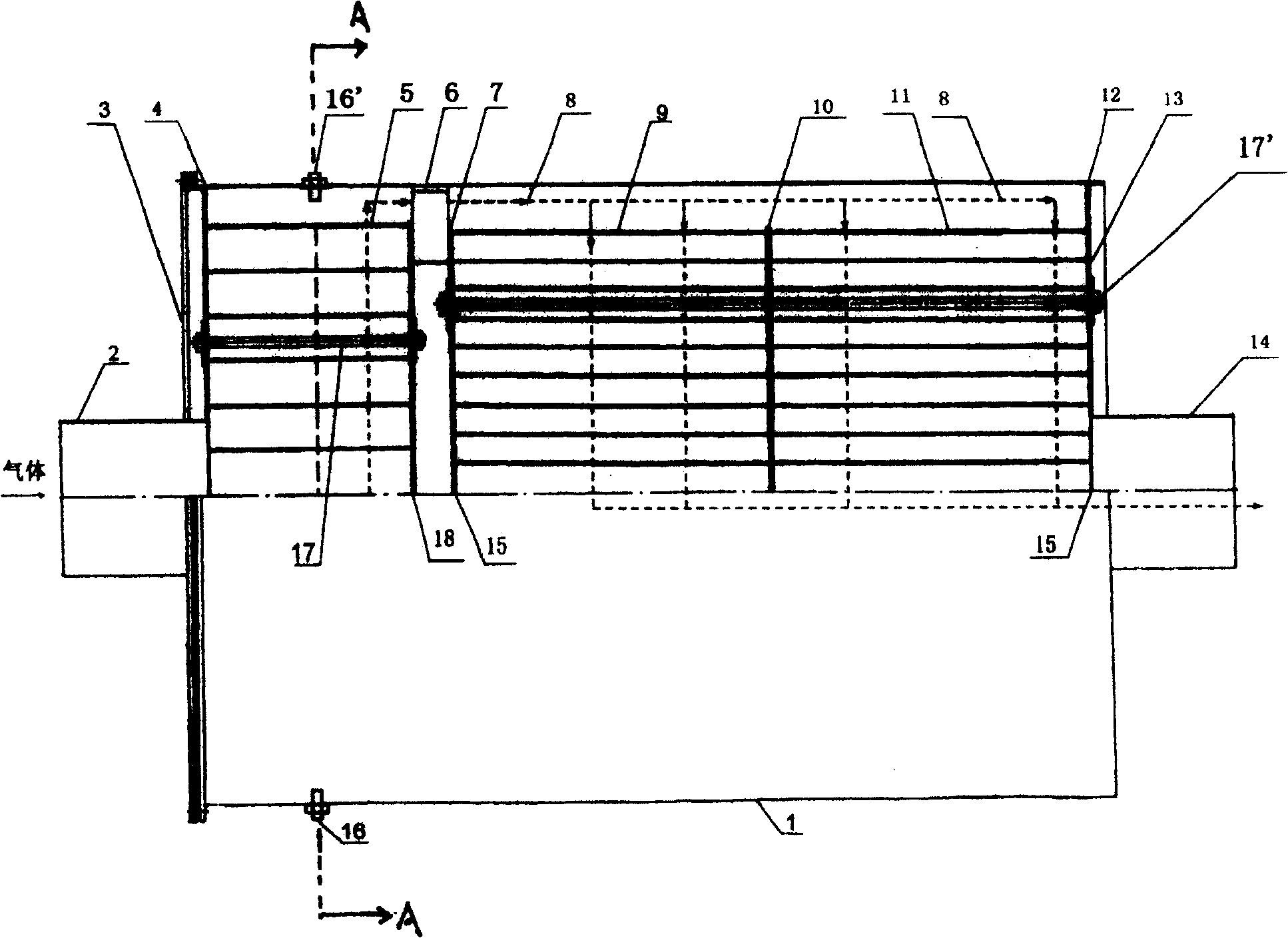Winding-structured engine tail gas processing device with metal as carrier