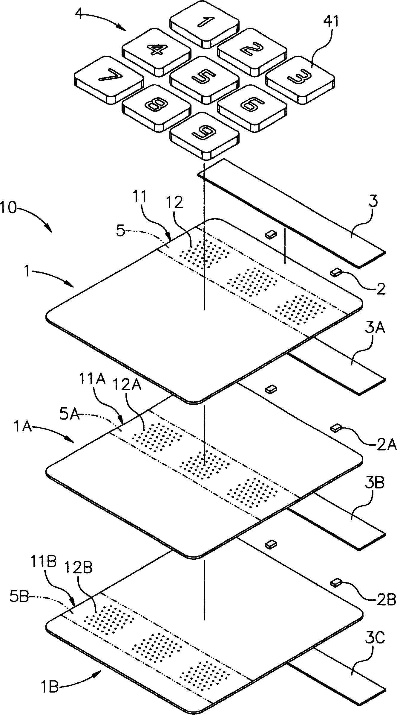 Multi-layer color light guide structure, its using method and key module with this structure