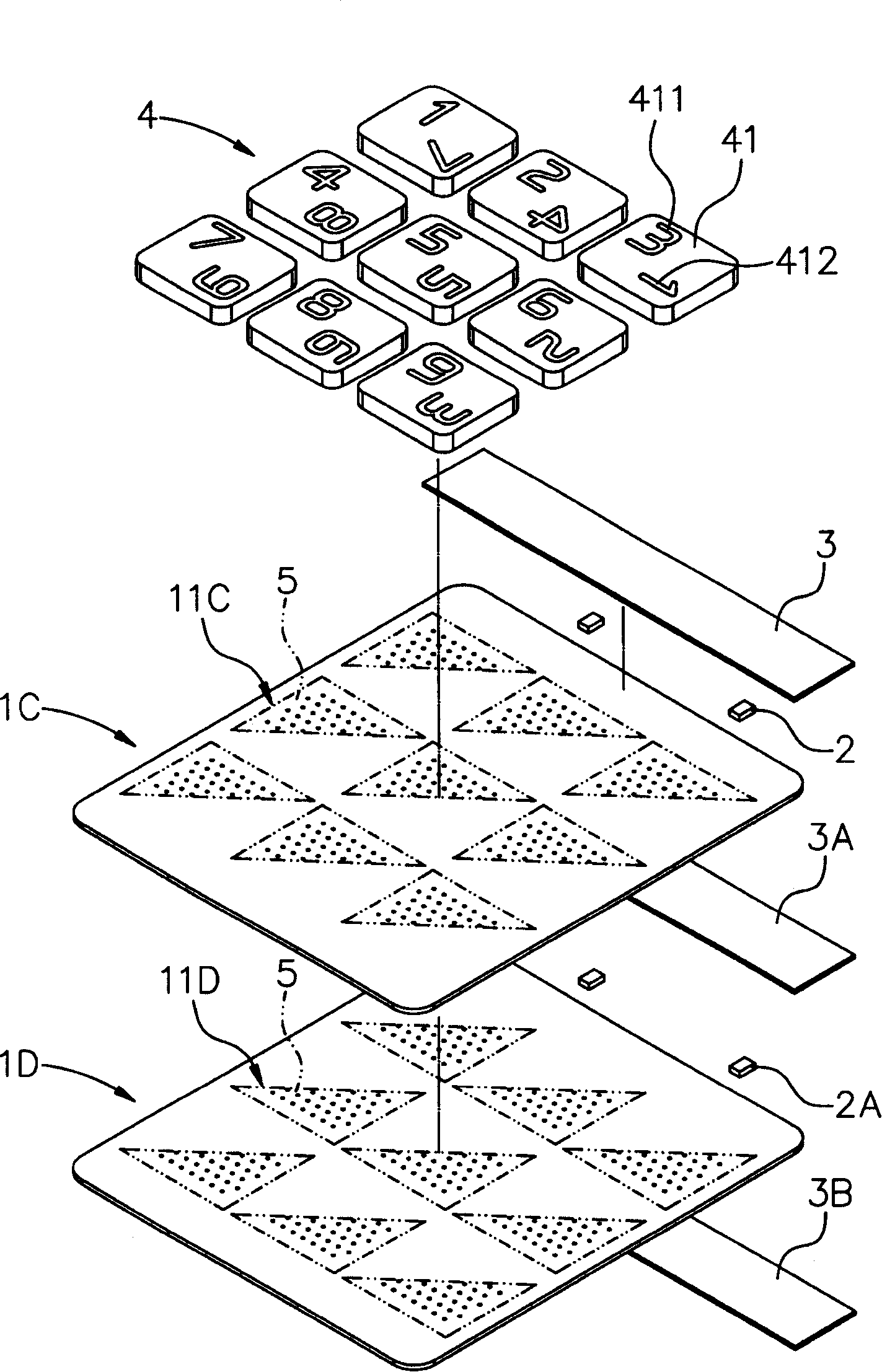 Multi-layer color light guide structure, its using method and key module with this structure