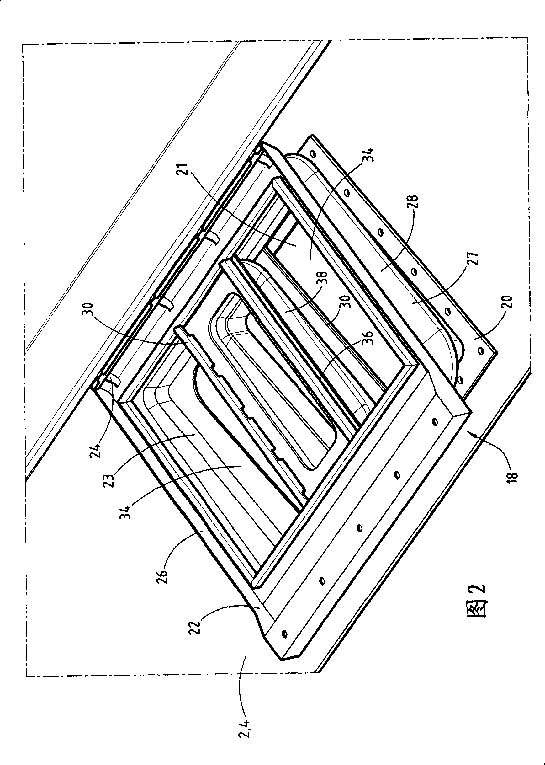 Railway vehicle with an air conditioning device fixed to the vehicle roof panel