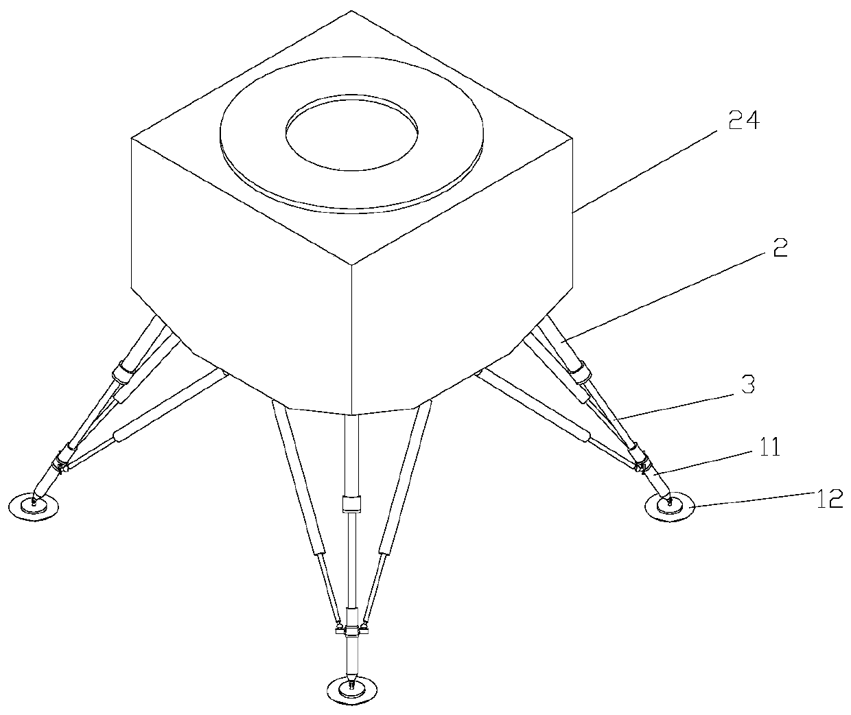 Reusable variable-angle variable-length adaptive buffer landing mechanism