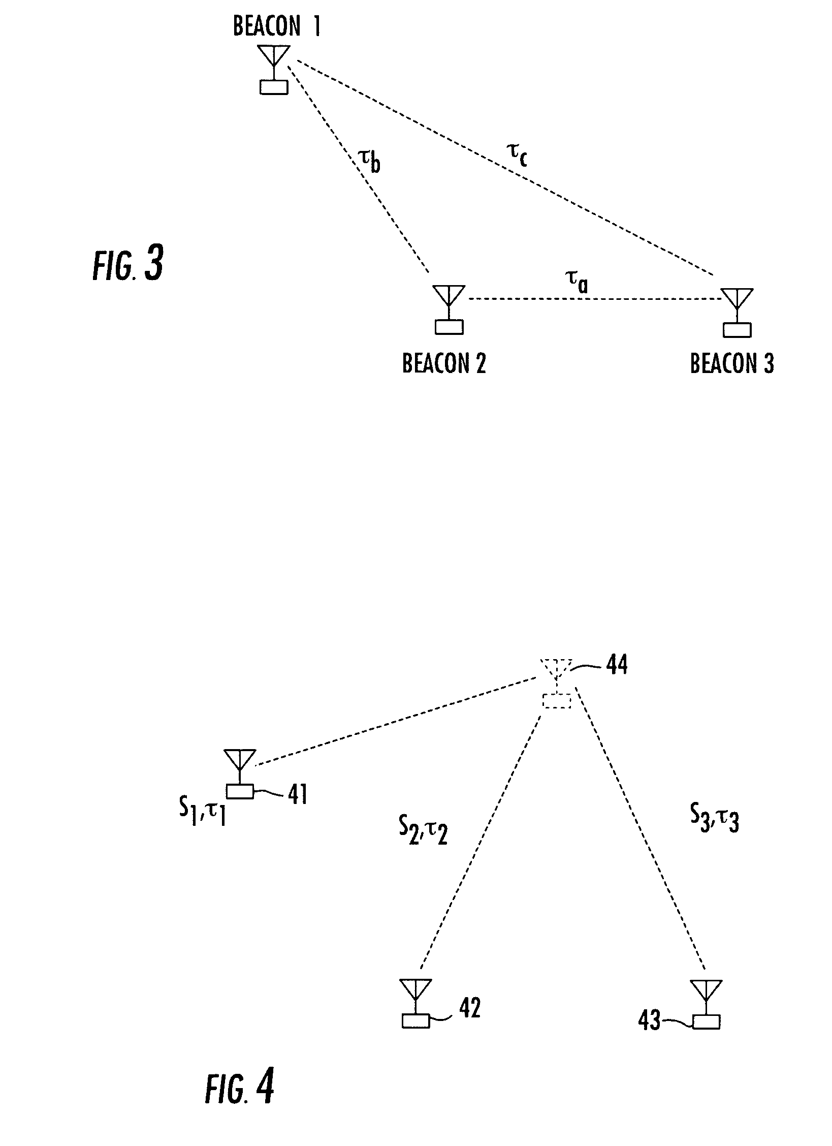 Method of locating object using phase differences among multiple frequency beacons transmitted from spaced apart transmitter sites