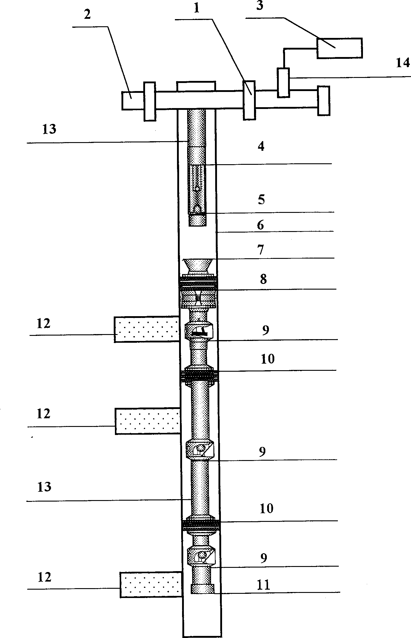 Stratum-changing production method and technical pipe column