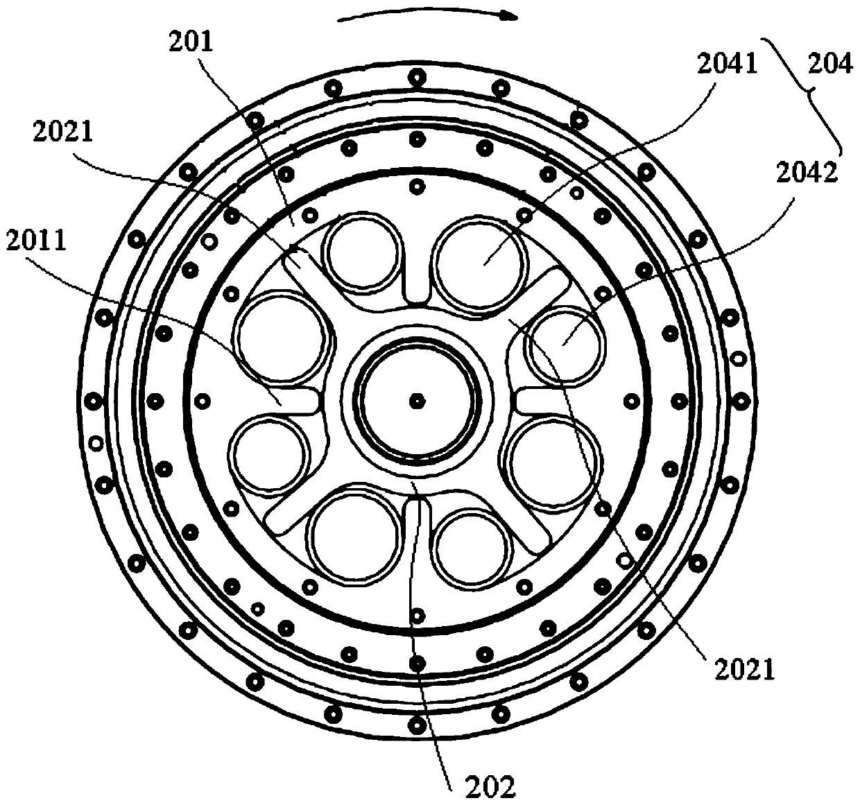 Shock absorbing device and engine system