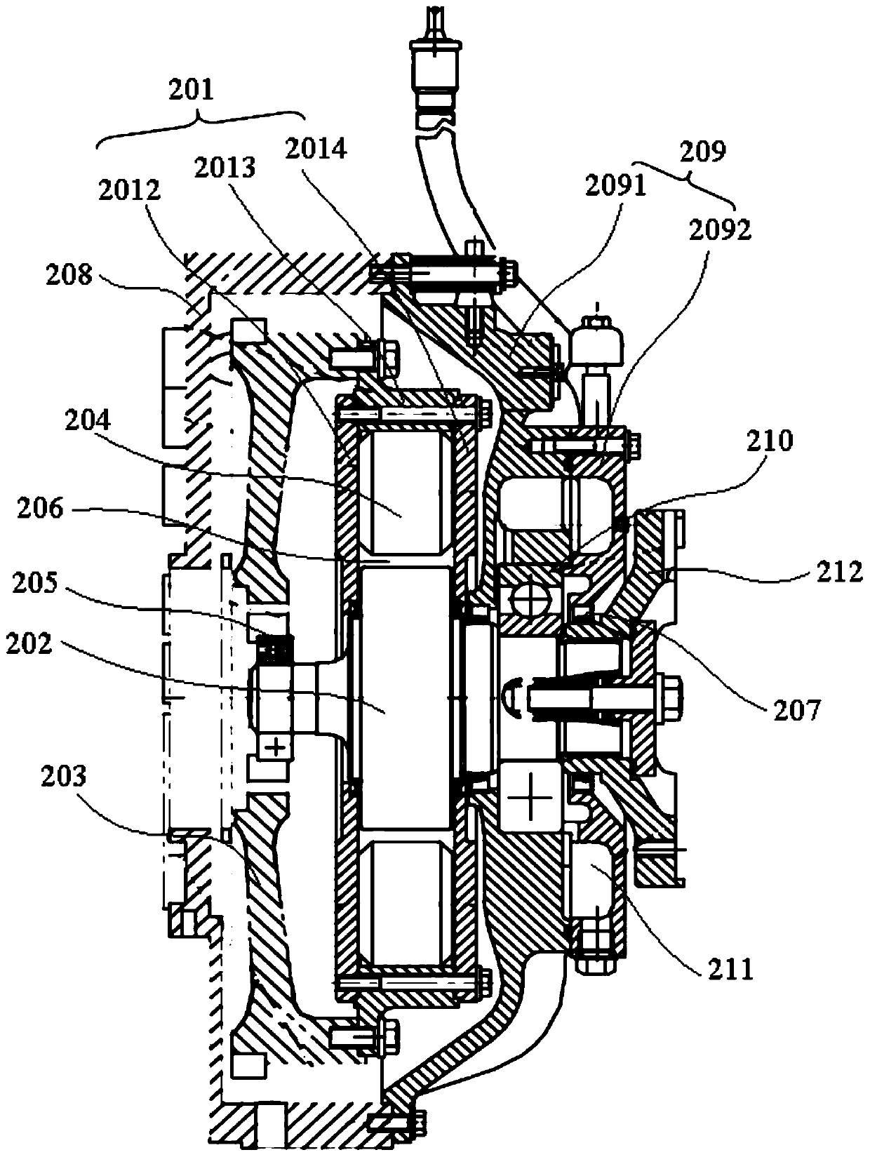 Shock absorbing device and engine system