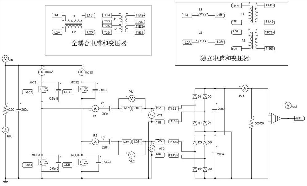 Method for solving primary multi-path parallel current sharing by utilizing magnetic circuit full coupling