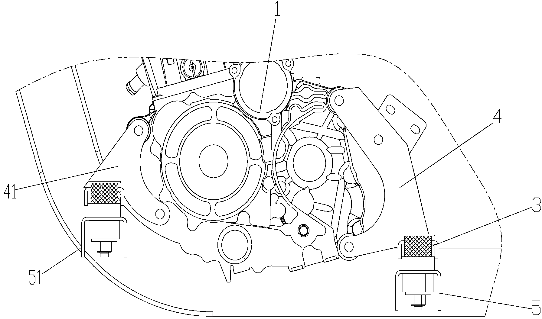 Engine suspension component and motor tricycle