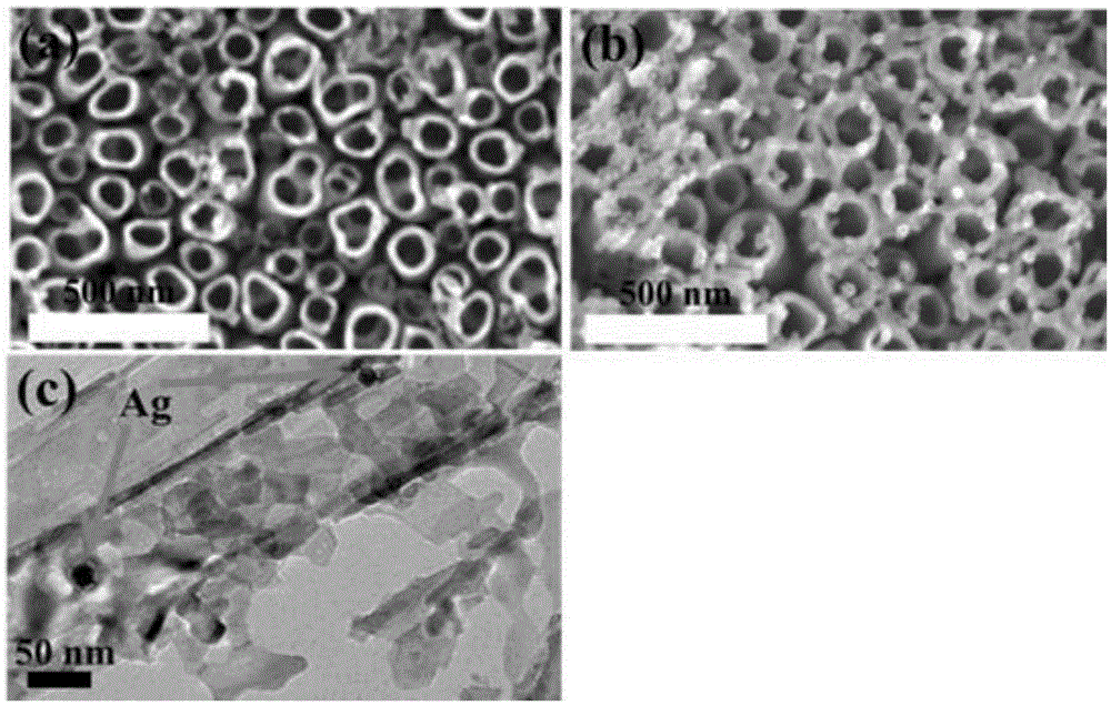 Method for electrochemically depositing silver nanoparticles in titanium dioxide nanotube array