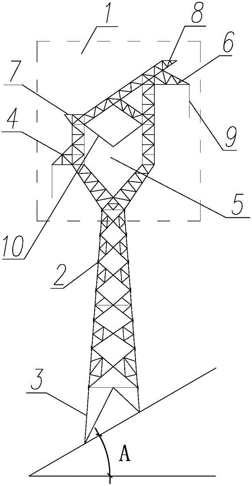 Straight slope tower for single circuit transmission line