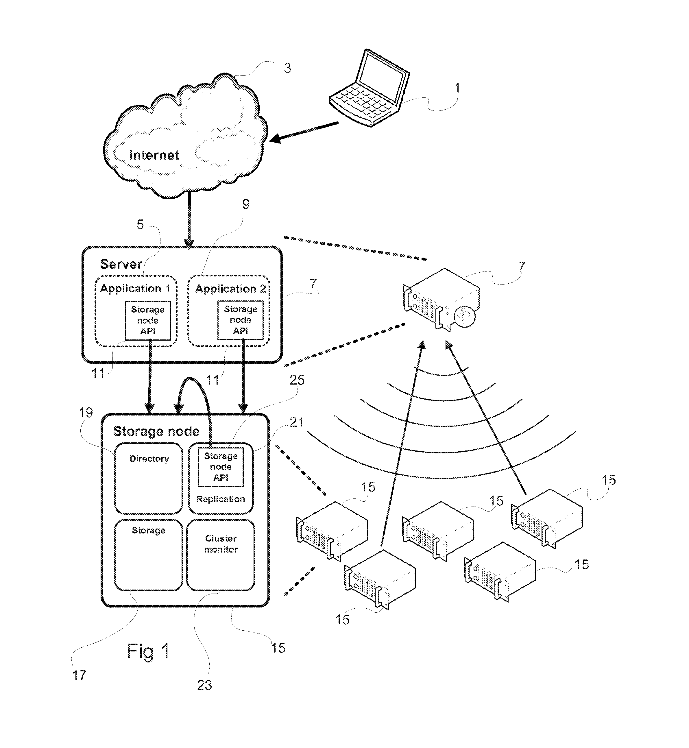 Method And Device For Writing Data To A Data Storage System Comprising A Plurality Of Data Storage Nodes