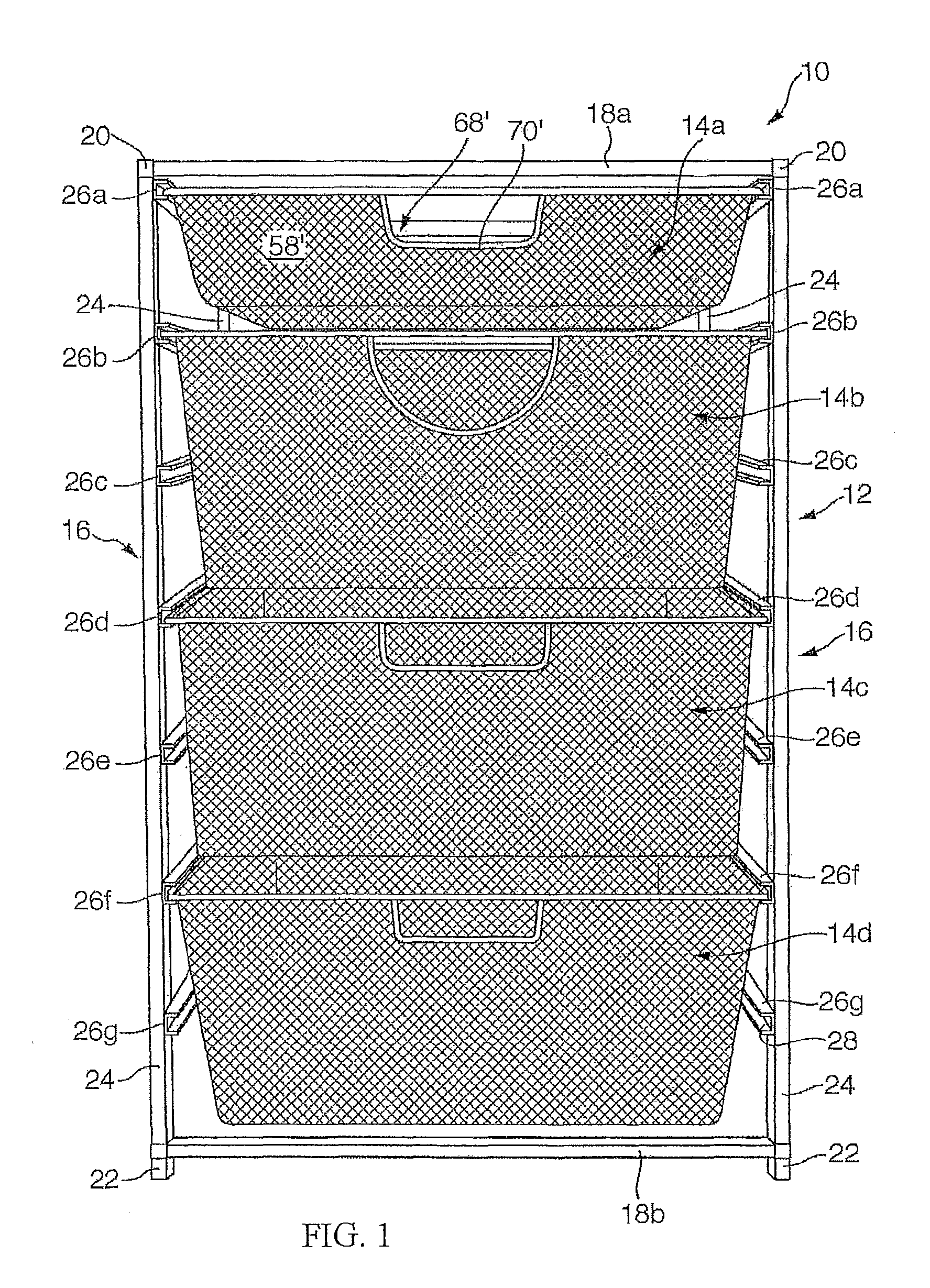Method for making mesh containers with a rail and mesh container formed therefrom