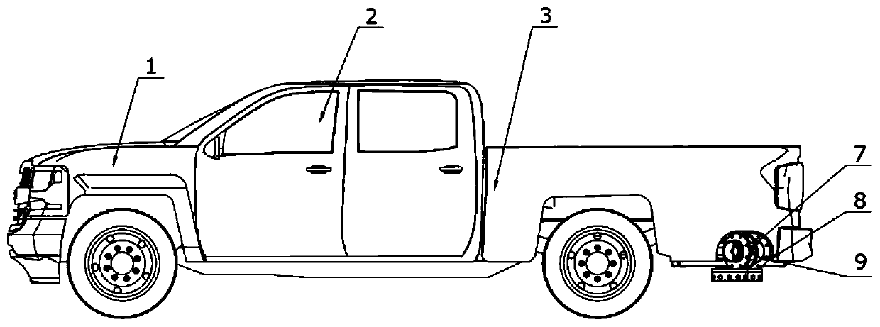 Structural design capable of remodeling any motor vehicle into water drainage pump truck