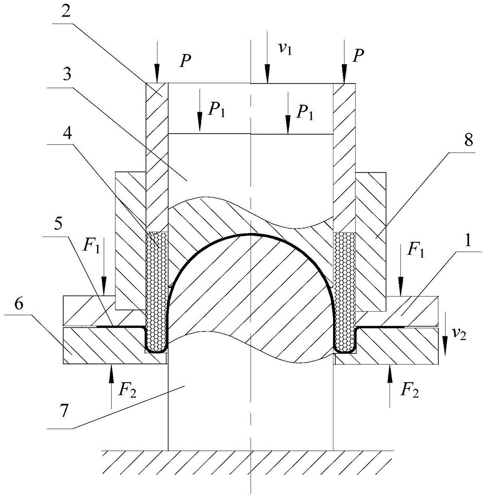Forward-backward drawing and forming method for metal plate soft mould