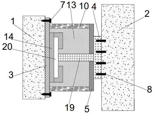 Staged pulling pressing and shearing type building shock absorption structure