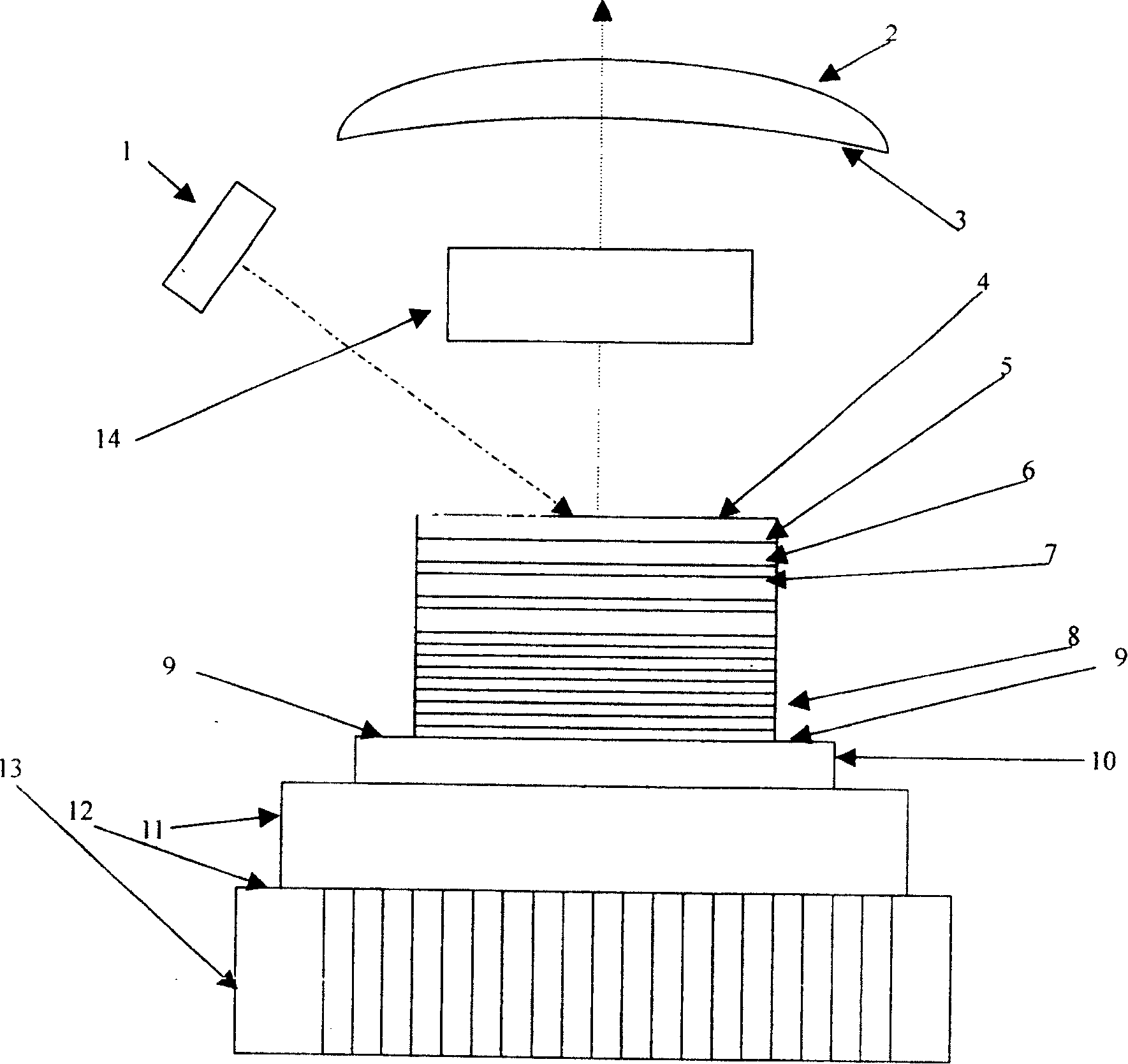 Vertical external cavity face emitting semiconductor laser with concave-convex mirror