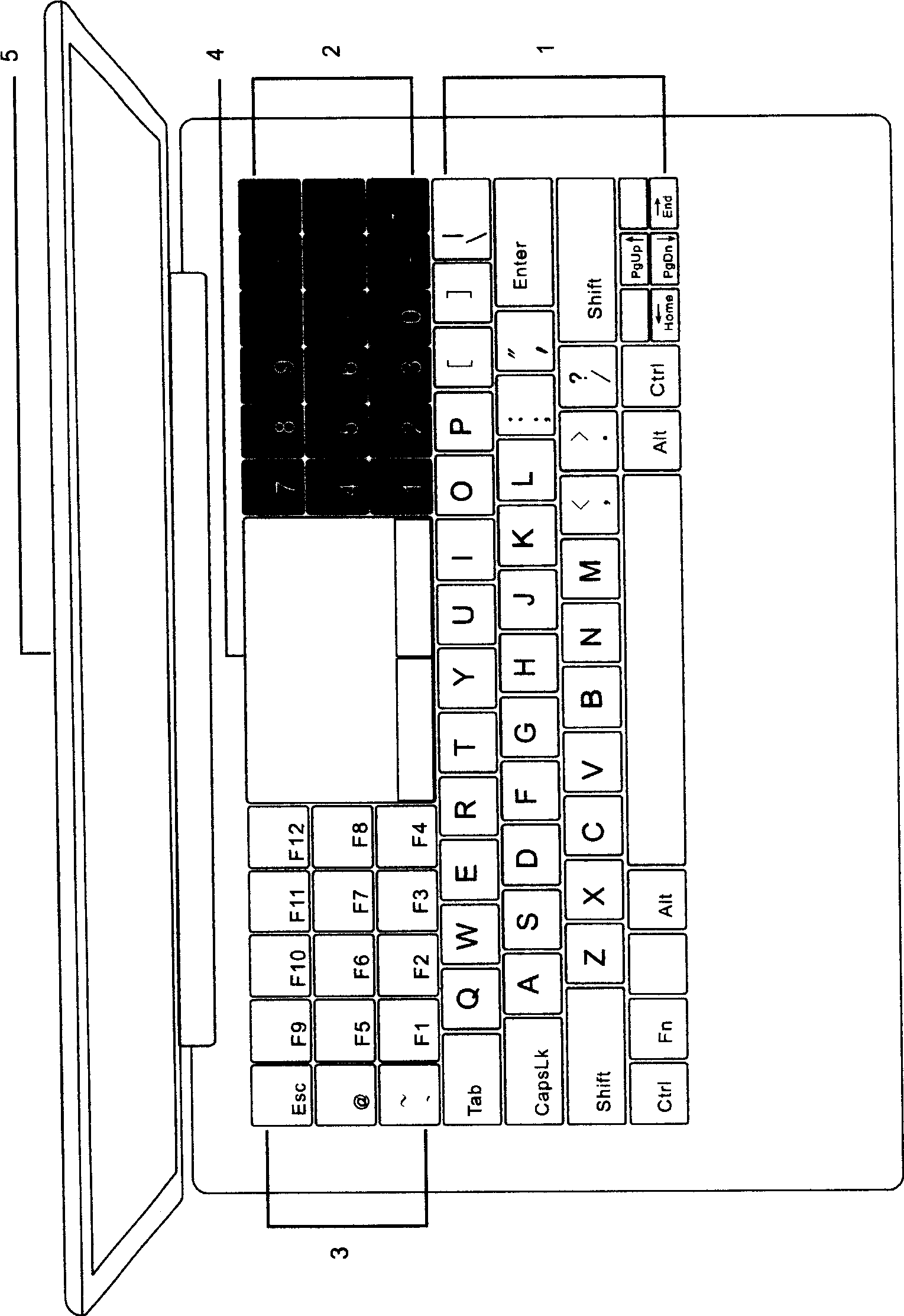 Improved scheme for key zone setup of input keyboards of note-book computer