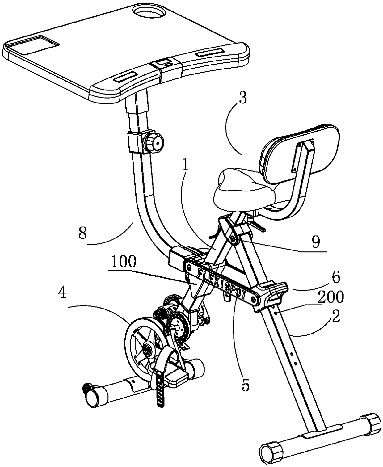 Folding exercise bicycle