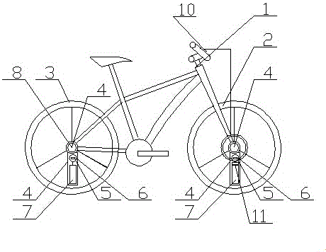 Safety bicycle with rotation speed detection device
