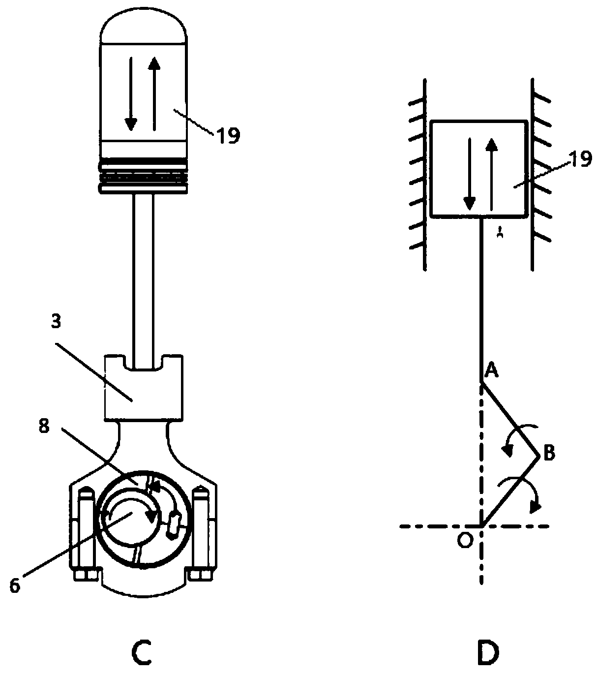 Connecting-rod-free hot air engine transmission mechanism and connecting-rod-free hot air engine transmission system