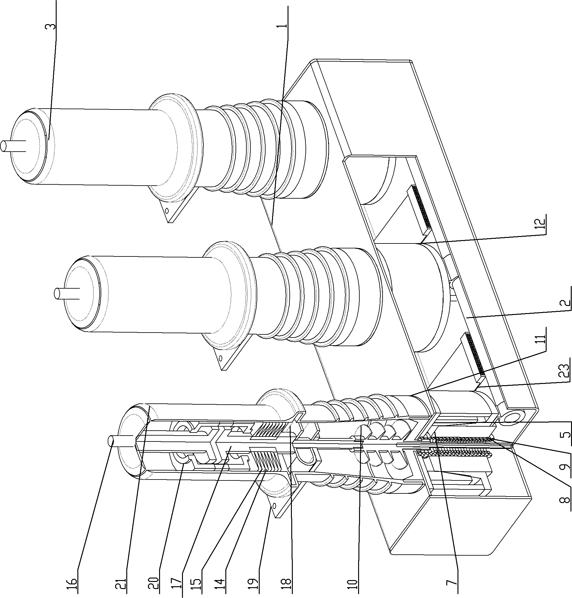 Miniaturized large-current handcart-type vacuum circuit breaker