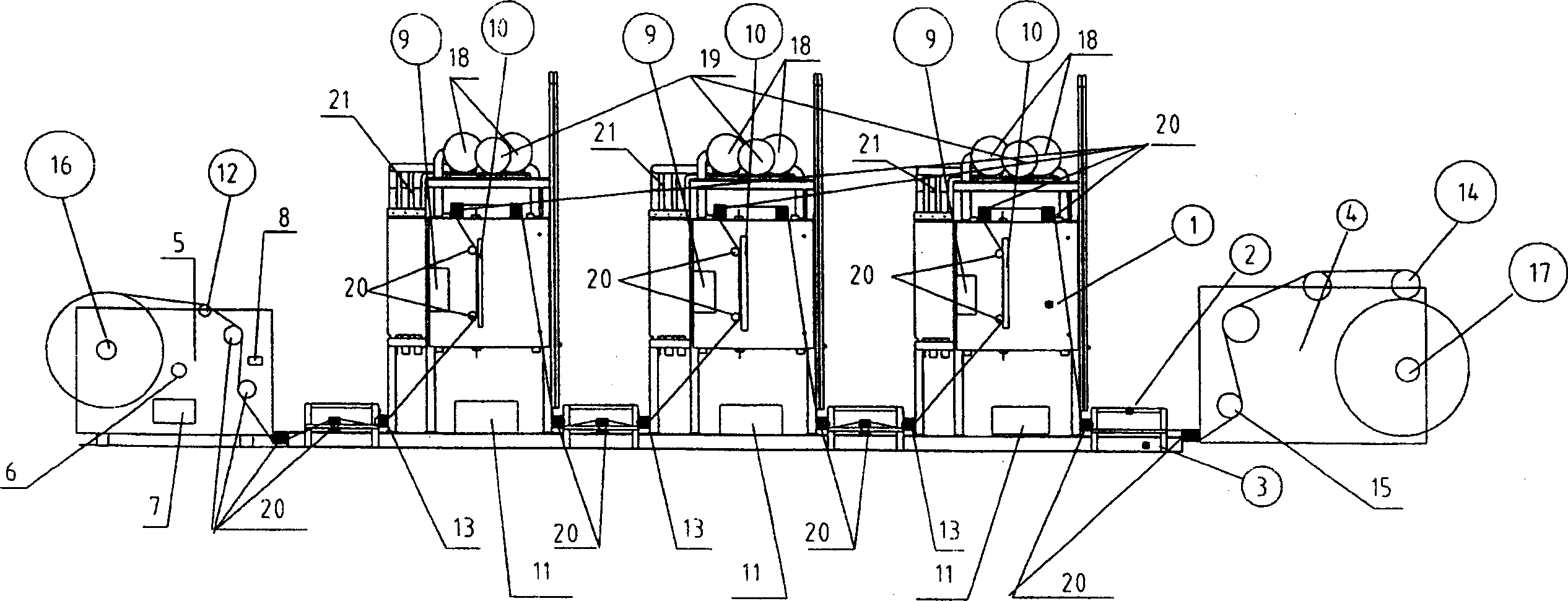 Multiple-unit drilling apparatus for wide breadth thin type base material