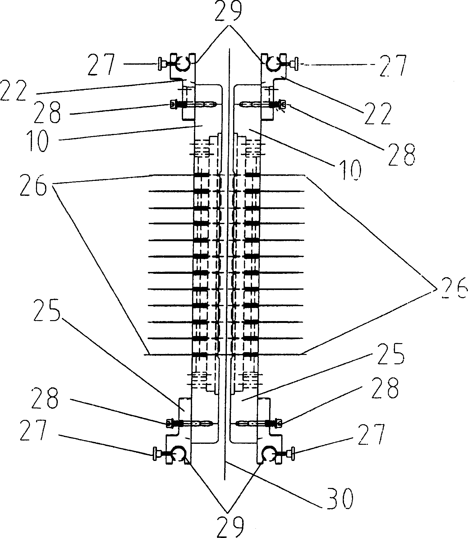 Multiple-unit drilling apparatus for wide breadth thin type base material