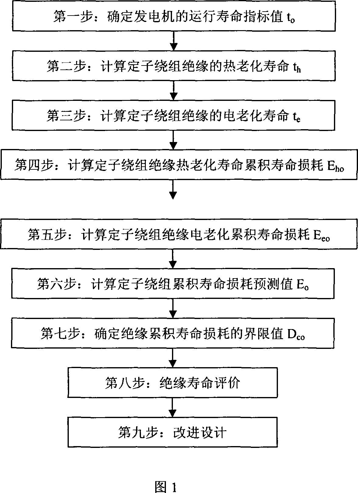 Design method for insulation service life of turbine generator stator winding and its appraising method