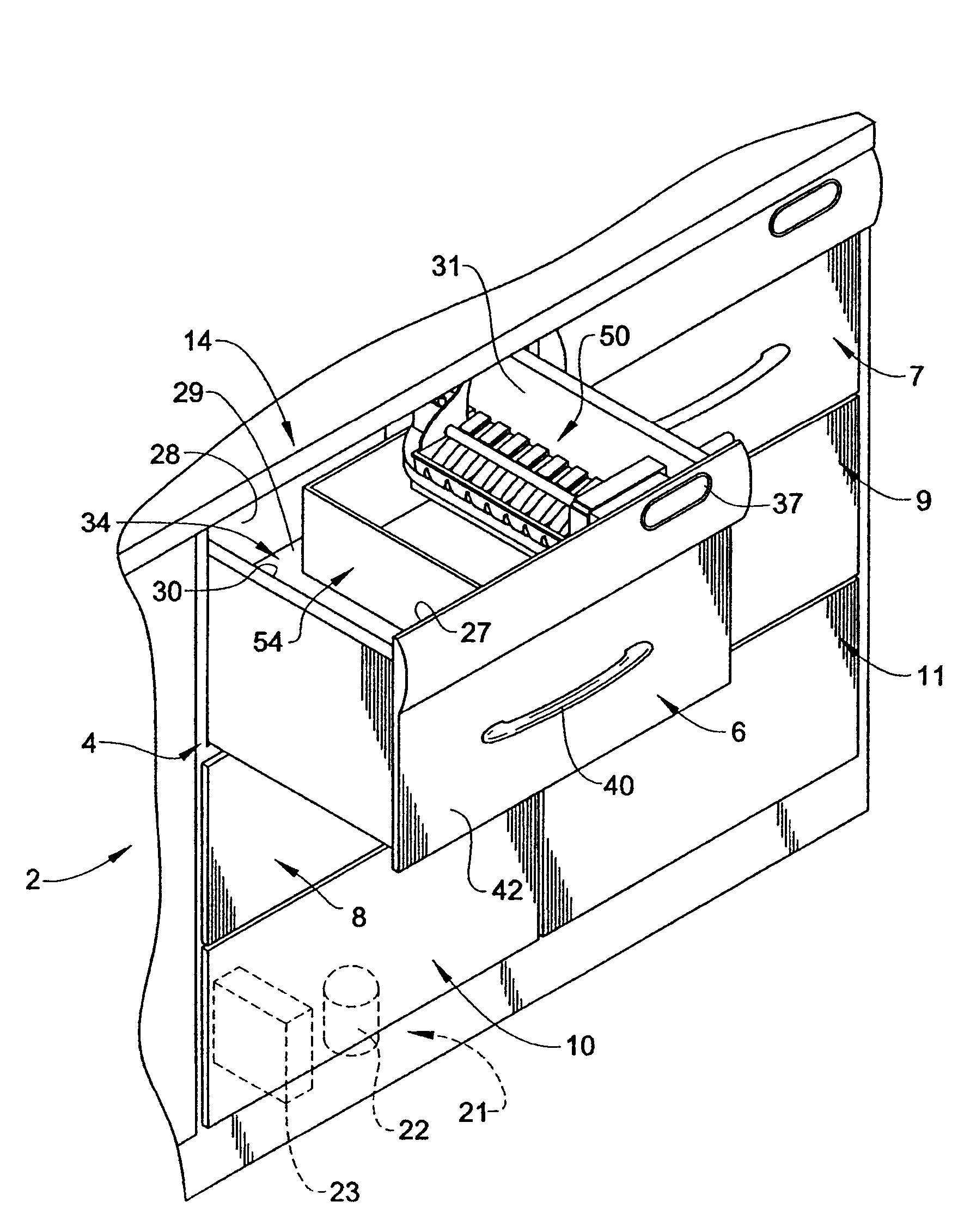 Refrigerated drawer having an icemaker