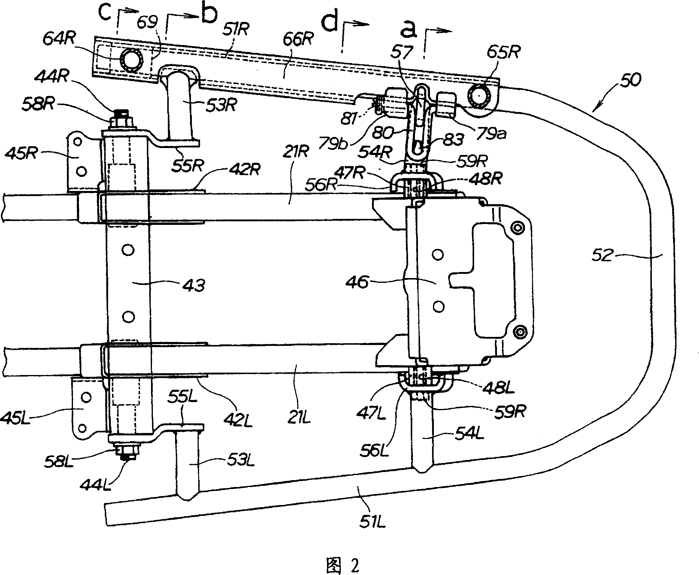 Luggage carrier mounting structure for motor-bicycle
