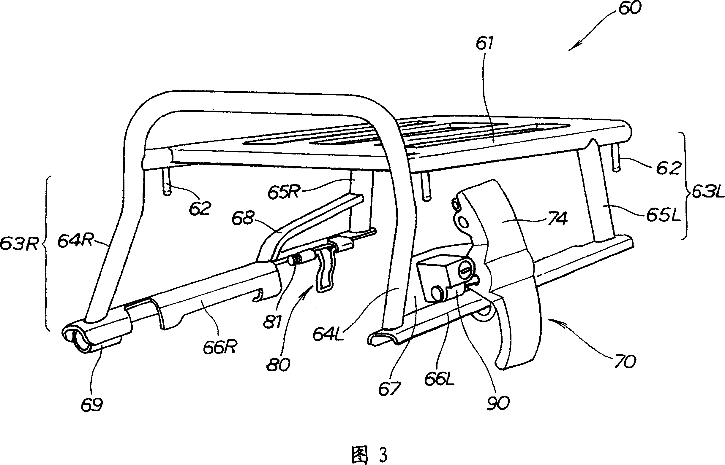 Luggage carrier mounting structure for motor-bicycle