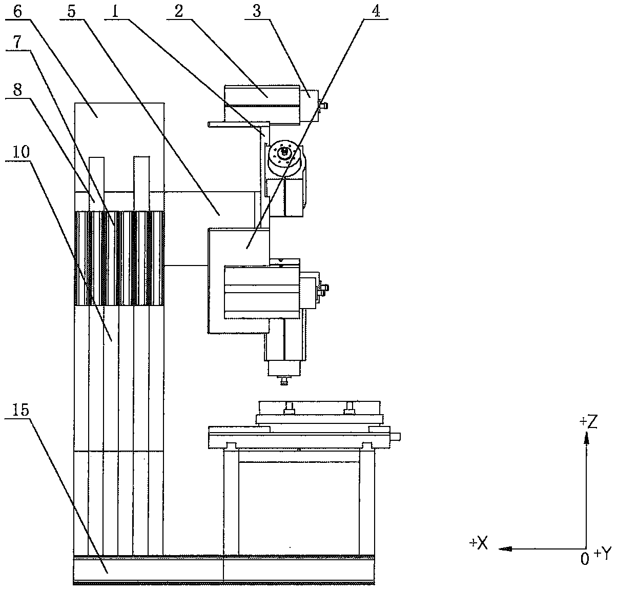 A hexagonal tool post for a CNC five-axis tenon processing machine tool