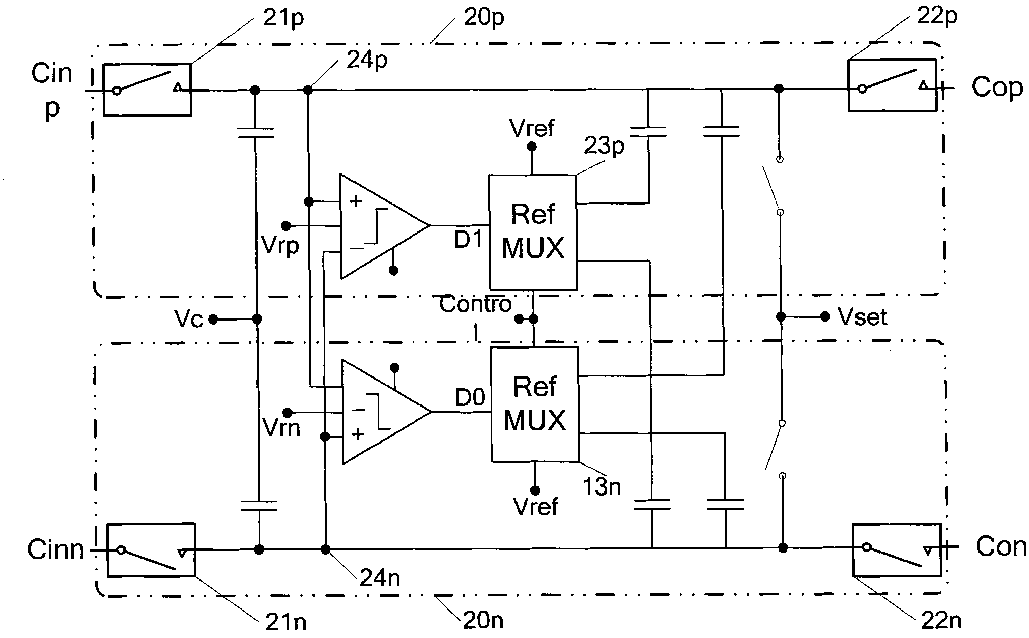 Charge coupling pipelined analogue-to-digital converter with error correction function