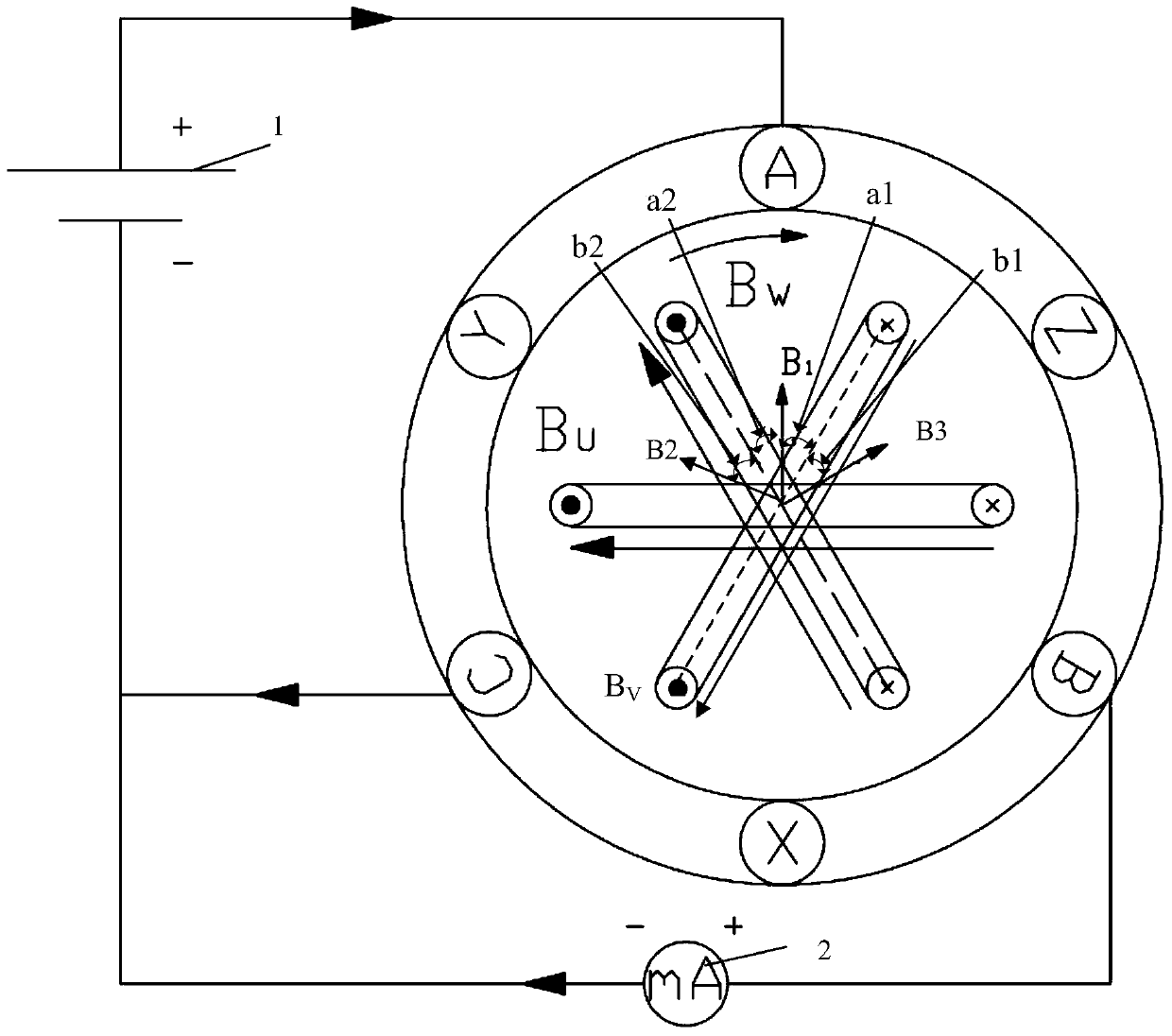 Phase sequence test method and device for three-phase asynchronous motor in nuclear power plant