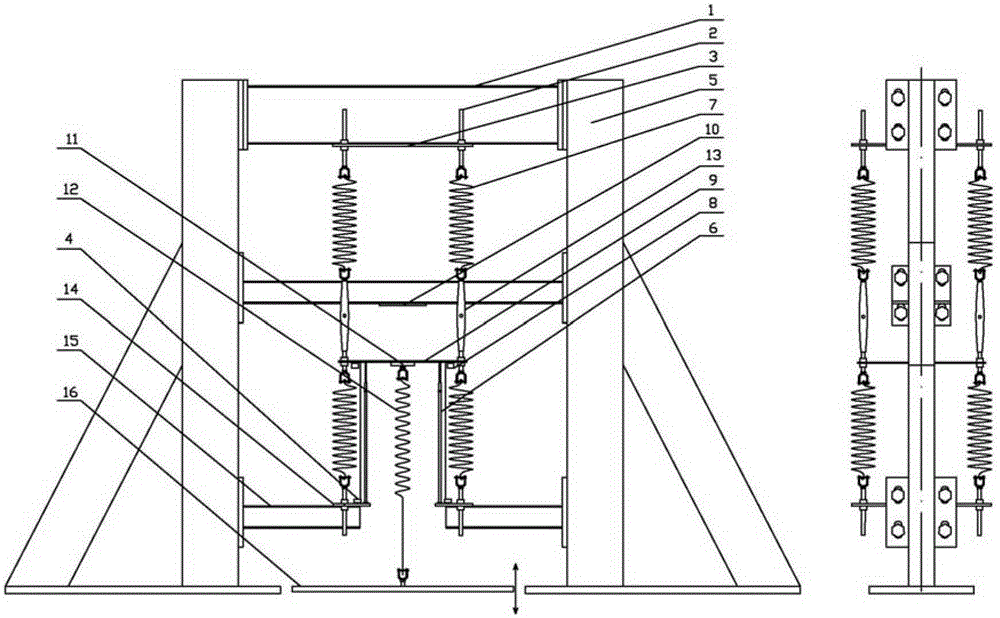 A vertical vibration experimental device with force-controlled loading and variable layout