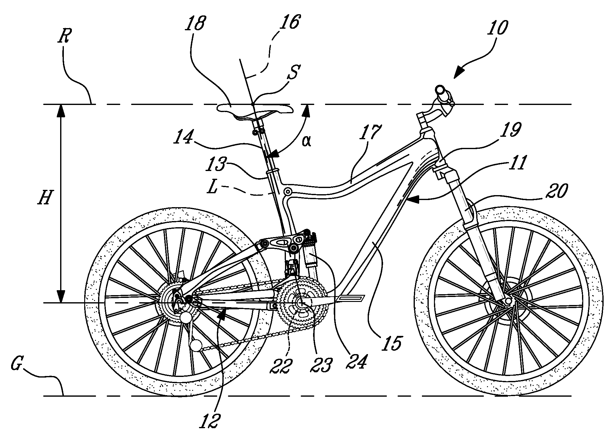 Mountain bicycle having improved frame geometry