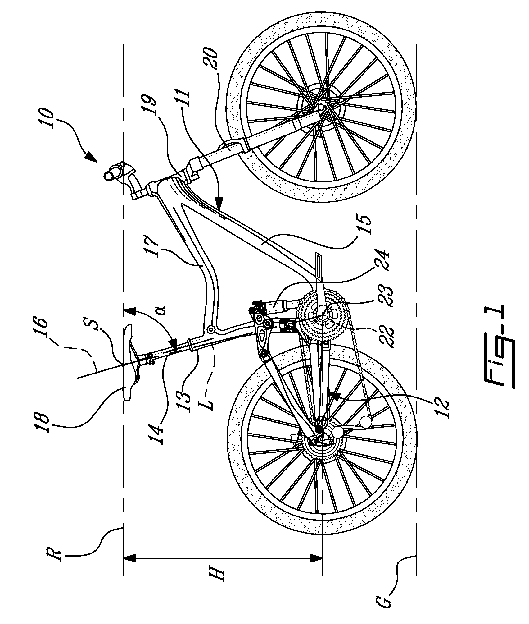 Mountain bicycle having improved frame geometry