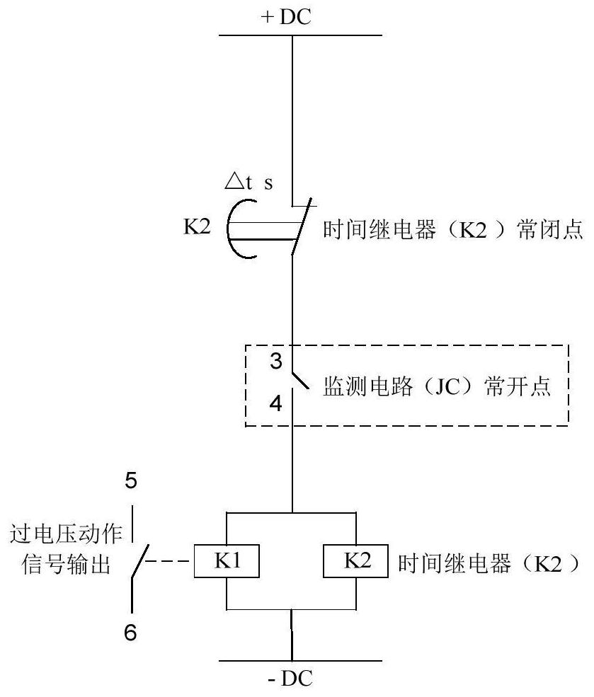 Overvoltage action monitoring and warning circuit in direct-current power supply system